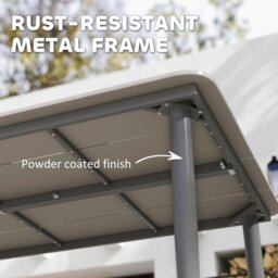 Rackhams Garden Table with Rust Resistant Metal Frame, Light Grey - Light Grey - Metal, Wood plastic composite - 160L x 90W x 74H cm - thumbnail 4
