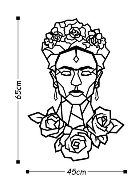 Rackhams Modern Frida Metal Art Wall Home Decorative Ornament, Black - Metal - Black - image 1