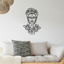 Rackhams Modern Frida Metal Art Wall Home Decorative Ornament, Black - Metal - Black - thumbnail 4
