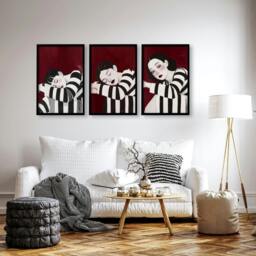 Rackhams Gallery Walls Living Room - Set of 3 Boho Women Wall art Prints - 16 x 22 inches / 40.65 cm x 56 cm - Polyester Canvas 260 gsm - Canvas wrapped - thumbnail 3