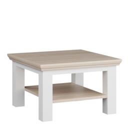 Rackhams Pontypool Small Coffee Table with Shelf in White and Riva Oak - 43.4 x 70 x 70 cm - 1 - Wood - thumbnail 2