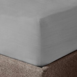 Rackhams Washed Linen Look Fitted Sheet - Silver - Single - thumbnail 1