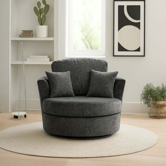 Rackhams Monaco Chenille Fabric Swivel Chair - Grey - image 1