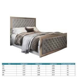 Rackhams Maddison Upholstered Soft Velvet Metal Bed Frame - Grey - Grey - Small double - thumbnail 4