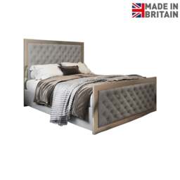 Rackhams Maddison Upholstered Soft Velvet Metal Bed Frame - Grey - Grey - Small double - thumbnail 6