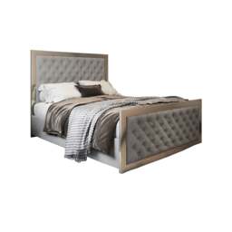 Rackhams Maddison Upholstered Soft Velvet Metal Bed Frame - Grey - Grey - Small double - thumbnail 5