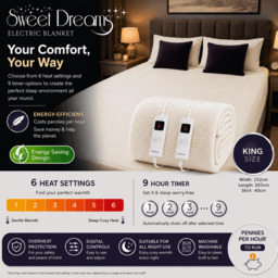 Rackhams Luxury Fleece Electric Blanket King Size, Machine Washable Underblanket, Digital Control, Overheat Protection - thumbnail 5
