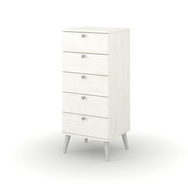 Rackhams Augusta Curve 5-Drawer Narrow Chest of Drawers - White
