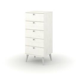 Rackhams Augusta Curve 5-Drawer Narrow Chest of Drawers - White