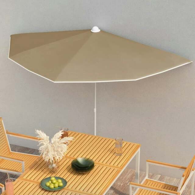 Rackhams Garden Half Parasol with Pole 180x90 cm Taupe