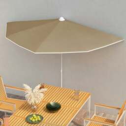Rackhams Garden Half Parasol with Pole 180x90 cm Taupe