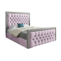 Rackhams Venice Glitter Border Upholstered Soft Velvet Bed Frame - Pink - Black - Small single - thumbnail 6