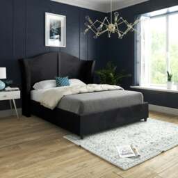 Rackhams Venice Glitter Border Upholstered Soft Velvet Bed Frame - Pink - Black - Small single - thumbnail 1