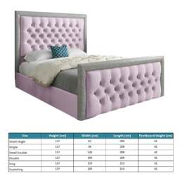 Rackhams Venice Glitter Border Upholstered Soft Velvet Bed Frame - Pink - Black - Small single - thumbnail 5