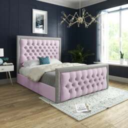 Rackhams Venice Glitter Border Upholstered Soft Velvet Bed Frame - Pink - Black - Small single - thumbnail 2