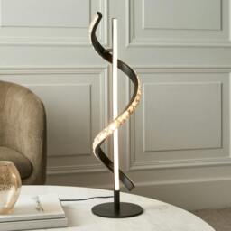 Rackhams Hyde Matte Black And Crystal LED Table Lamp
