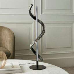 Rackhams Hyde Matte Black And Crystal LED Table Lamp - thumbnail 2