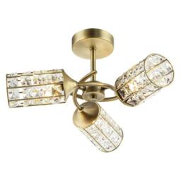 Rackhams Antique Brass Ceiling Light with Cylindrical Acrylic Beaded Shades - thumbnail 4