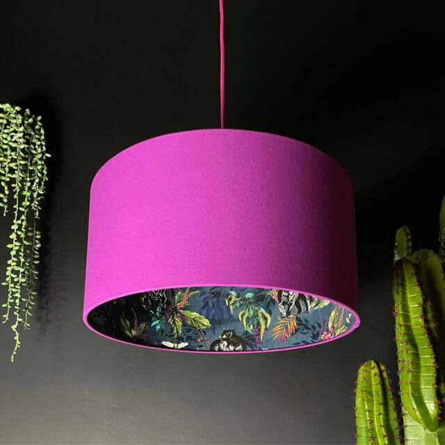 "Rackhams Smoke Deadly Night Shade Silhouette Lampshade in Magenta - Table / Floor Lamp - 35cm diameter x 25cm Height (14"" x 10"")" - image 1