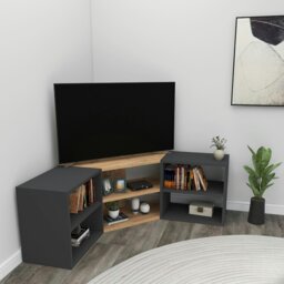 Rackhams Bonnett Corner TV Stand & Entertainment Center - Atlantic Pine & Anthracite - thumbnail 3