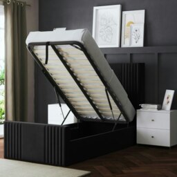 Rackhams Elara Ottoman Bed with Winged Panel Headboard - Black - Small Double / 4ft - thumbnail 5