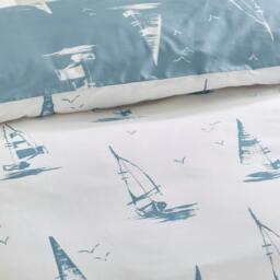 Rackhams Salcombe Boats Reversible Duvet Cover Set Soft Blue - Single - Soft Blue - thumbnail 4
