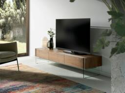 Rackhams Walnut and Tempered Glass TV Stand 3085 - thumbnail 3