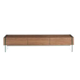 Rackhams Walnut and Tempered Glass TV Stand 3085 - thumbnail 2