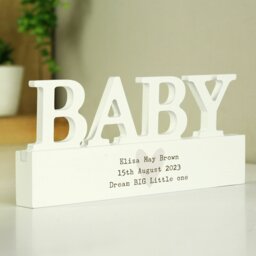 Rackhams Personalised Free Text Heart Wooden Baby Ornament - thumbnail 2