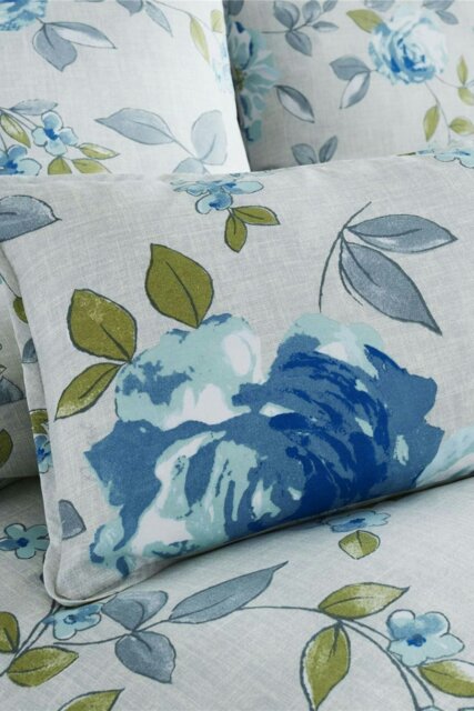Rackhams Colette Floral Watercoloured Budoir Filled Cushion - Blue