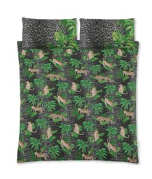 Rackhams Leopard Jungle Printed Cotton Blend Duvet Cover and Pillowcase Set - Green - Single - thumbnail 1