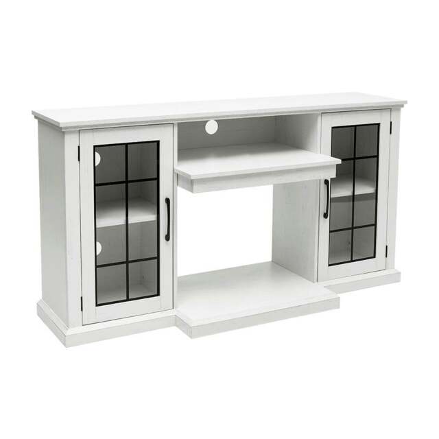 Rackhams 150CM W 3-sided electric fireplace TV cabinet with glass doors enclosed storage cabinet 3 flame colours - TV Stand - image 1