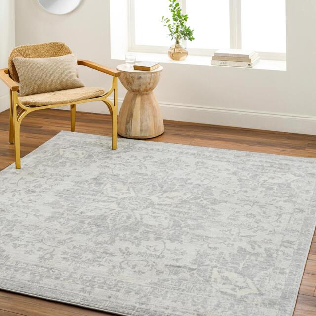 Rackhams Monaco-Vintage Grey Ivory Cream Traditional Boho Rug - 200 x 200 cm - image 1