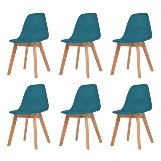 Rackhams Dining Chairs 6 pcs Turquoise Plastic