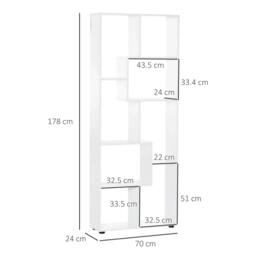 Rackhams Bookshelf, Tall Bookcase, Modern Room Divider, 8 Cube Storage Unit, Freestanding Storage Shelf for Living Room, Bedroom, Home Office, White - thumbnail 3