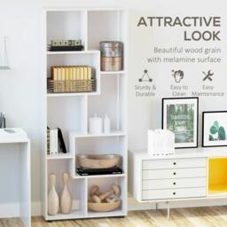Rackhams Bookshelf, Tall Bookcase, Modern Room Divider, 8 Cube Storage Unit, Freestanding Storage Shelf for Living Room, Bedroom, Home Office, White - thumbnail 5