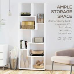 Rackhams Bookshelf, Tall Bookcase, Modern Room Divider, 8 Cube Storage Unit, Freestanding Storage Shelf for Living Room, Bedroom, Home Office, White - thumbnail 4