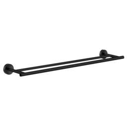 "Rackhams Matt Black Double Towel Rail 64.8cm/25.5"" Wall Mounted with Concealed Screws Bathroom Towel Holder"