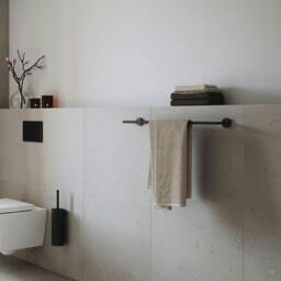 "Rackhams Matt Black Double Towel Rail 64.8cm/25.5"" Wall Mounted with Concealed Screws Bathroom Towel Holder" - thumbnail 2