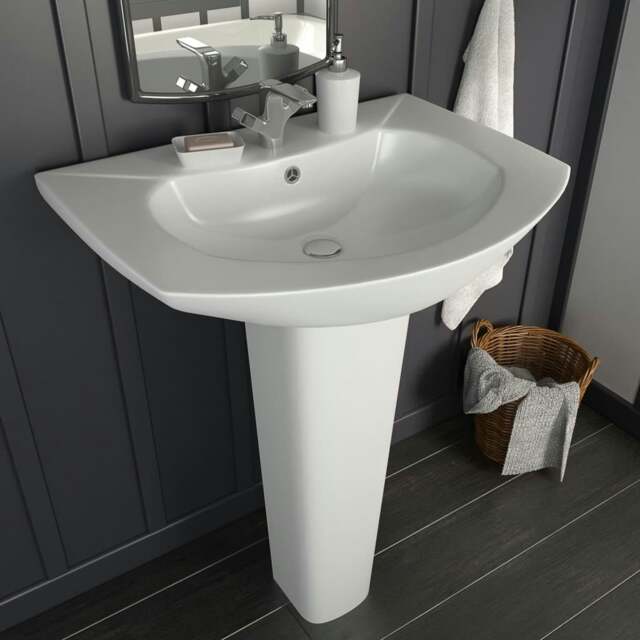 Rackhams Freestanding Basin with Pedestal Ceramic White 650x520x200 mm