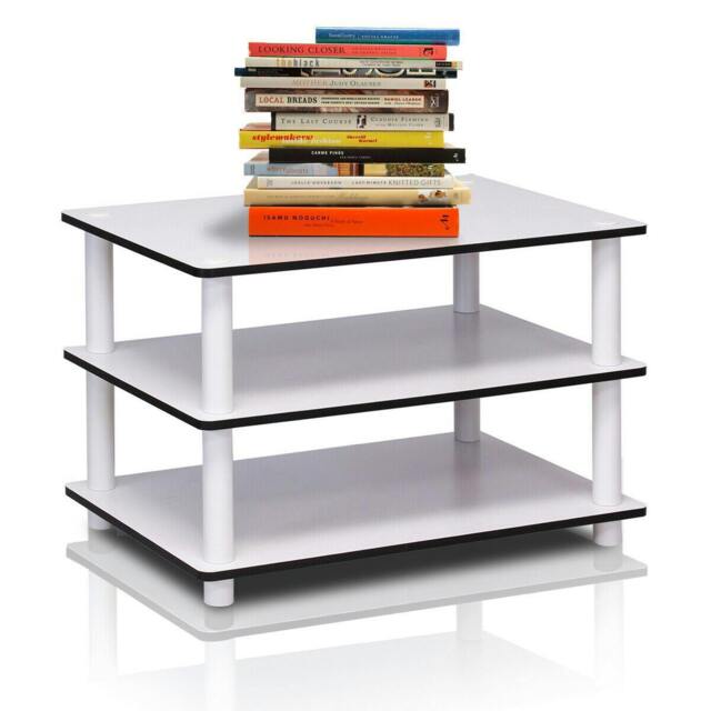 Rackhams Just 3-Tier No Tools Coffee Table, White w/White Tube Center Table Minimalist Clutter-Free Design For Small Spaces (White, 3 Tier) - image 1