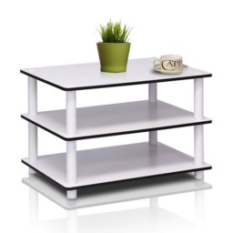 Rackhams Just 3-Tier No Tools Coffee Table, White w/White Tube Center Table Minimalist Clutter-Free Design For Small Spaces (White, 3 Tier) - thumbnail 3