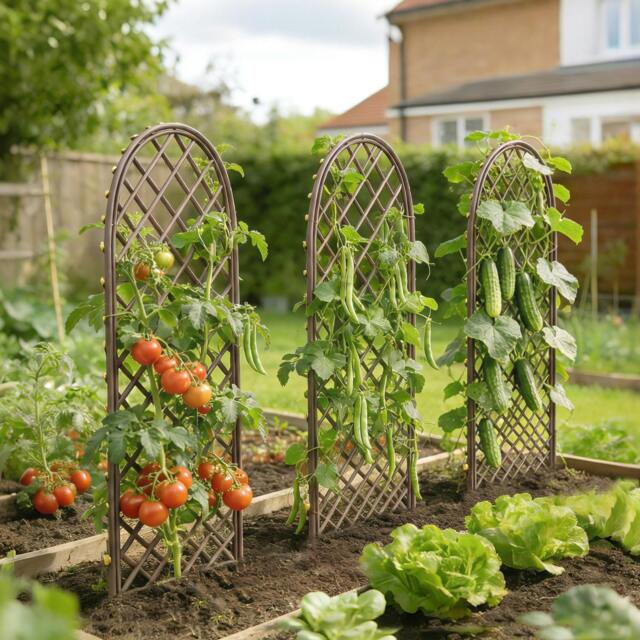 Rackhams Garden Arch, Wicker Trellis Support Frame with Dome Top, Natural - Wicker - Natural wood finish - Garden Arch - image 1