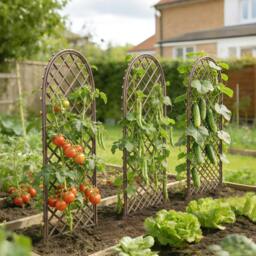 Rackhams Garden Arch, Wicker Trellis Support Frame with Dome Top, Natural - Wicker - Natural wood finish - Garden Arch - thumbnail 1