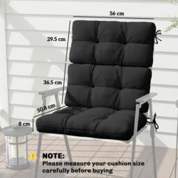 Rackhams 2pc Outdoor Seat Cushions Water Repellent Seat Pads with Backrest and Ties - Black - thumbnail 3