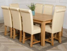 Rackhams Oslo 180 x 90cm Large Oak Dining Set with Washington Leather Chairs - 6 chairs - Black - thumbnail 5