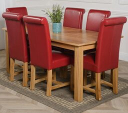 Rackhams Oslo 180 x 90cm Large Oak Dining Set with Washington Leather Chairs - 6 chairs - Black - thumbnail 2