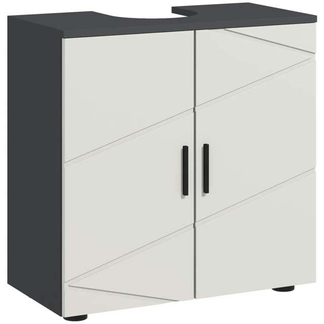"Rackhams Pedestal Sink Bathroom Cabinet, Bathroom Vanity Unit with 20 x 20cm ""U"" Cut-Out and Adjustable Shelf, Light Grey" - image 1