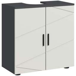 "Rackhams Pedestal Sink Bathroom Cabinet, Bathroom Vanity Unit with 20 x 20cm ""U"" Cut-Out and Adjustable Shelf, Light Grey" - thumbnail 1
