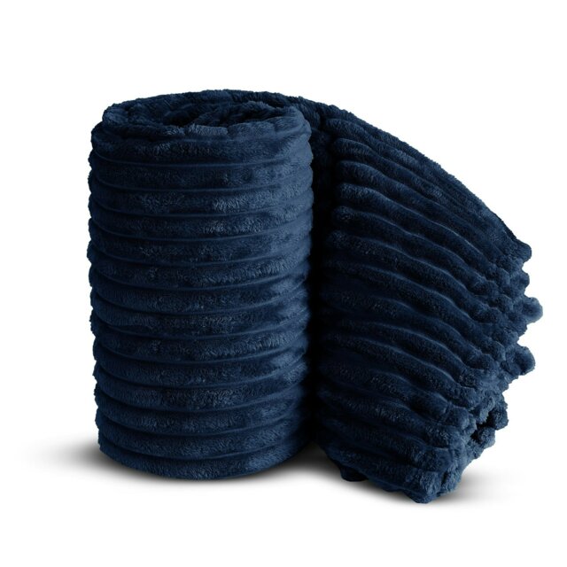 Rackhams Chunky Cord Super Soft Plush Heavy Blanket - 150cm x 200cm - Blue